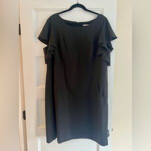 Calvin Klein Black Dress Womens Plus Size 20 Flutter Sleeve Evening Cocktail